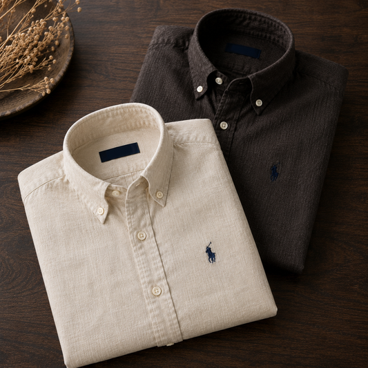 Men RL Polo Linen Cotton Shirts
