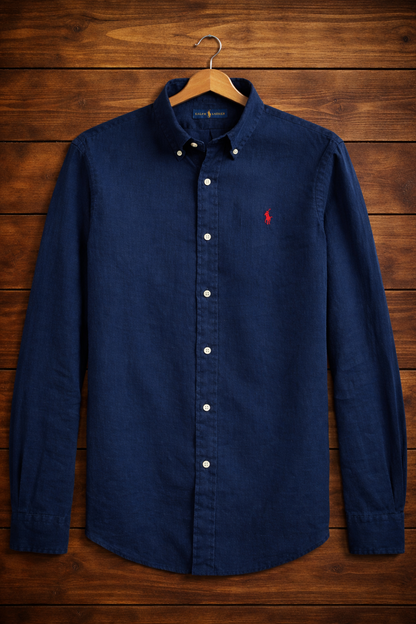 Navy Oxford Shirt (Red Logo)