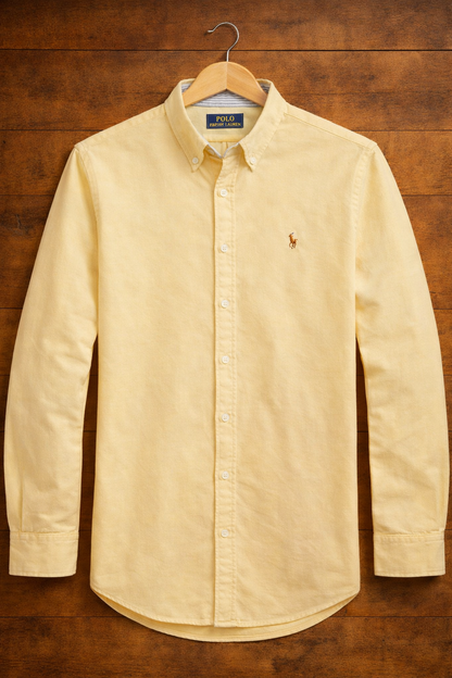 Yellow Oxford Shirt (Navy Logo)